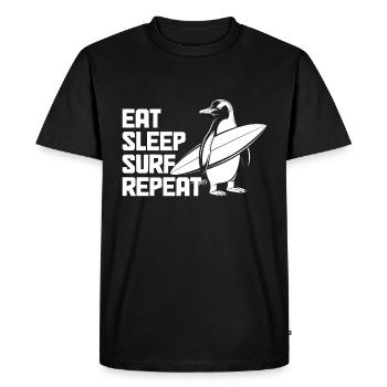 Manger Dormir Surf Répéter Penguin Surfer - T-shirt Premium bio Homme - noir - Devant - Nico (187cm)