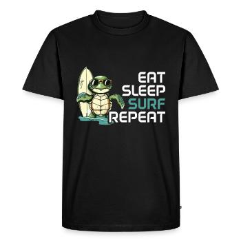 Manger Dormir Surf Répéter Tortue - T-shirt Premium bio Homme - noir - Devant - Nico (187cm)