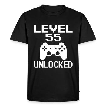 55e anniversaire Gamer Niveau 55 Débloqué - T-shirt Premium bio Homme - noir - Devant - Nico (187cm)