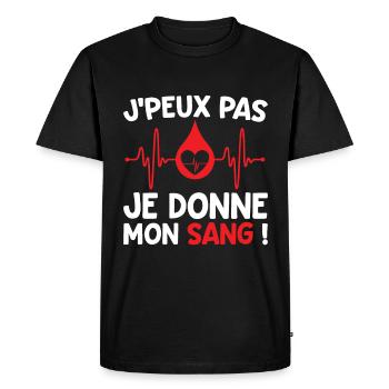 Donneur Sang Don Citation J'peux Pas Je Donne Sang - T-shirt Premium bio Homme - noir - Devant - Nico (187cm)