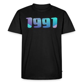 Cadeau Anniversaire 1991 Millésime 1991 Rétro 1991 - T-shirt Premium bio Homme - noir - Devant - Nico (187cm)