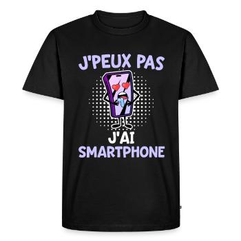 J'peux Pas J'ai Smartphone | Addiction Smartphone - T-shirt Premium bio Homme - noir - Devant - Nico (187cm)