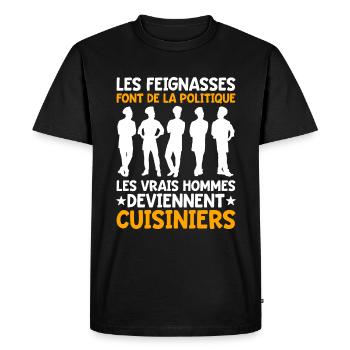 Humour Cuisinier Vrais Hommes - T-shirt Premium bio Homme - noir - Devant - Nico (187cm)