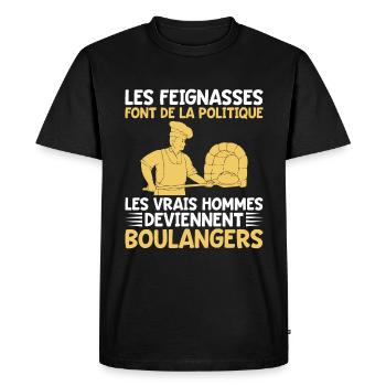 Humour Boulanger Boulangerie Politique - T-shirt Premium bio Homme - noir - Devant - Nico (187cm)