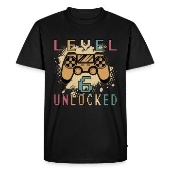 Gaming Niveau 6 débloqué - T-shirt Premium bio Homme - noir - Devant - Nico (187cm)