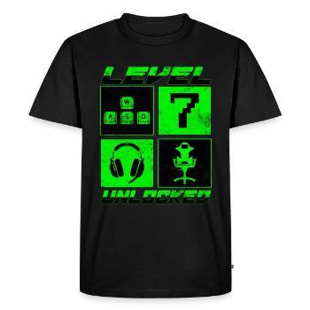Birthday Gamer Level 7 Unlocked 7 Birthday - Men's Premium Organic T-Shirt - black - Front - Nico (187cm)