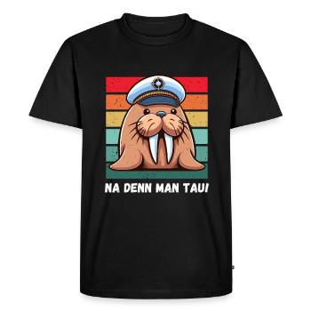 Hamburg Walrus North Sea Sea Coast Captain Funny - Men's Premium Organic T-Shirt - black - Front - Nico (187cm)