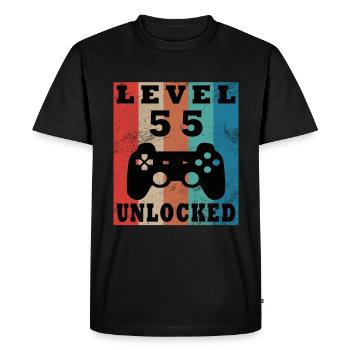 55e anniversaire Gamer Niveau 55 débloqué - T-shirt Premium bio Homme - noir - Devant - Nico (187cm)