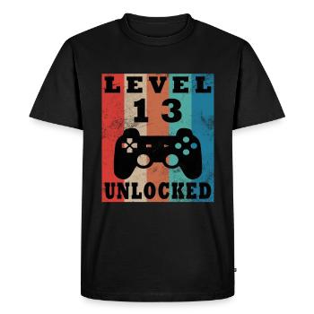 13th Birthday Level 13 Gamer Gift - Men's Premium Organic T-Shirt - black - Front - Nico (187cm)