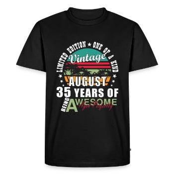 35 Ans Août - 1989 Millésime 35ème - T-shirt Premium bio Homme - noir - Devant - Nico (187cm)