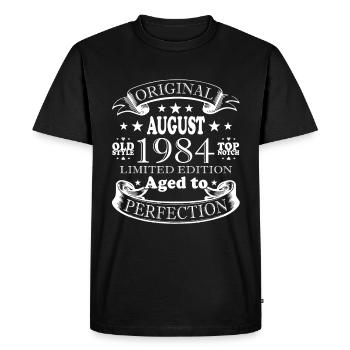 Août 1984 Anniversaire en Août 1984 Millésime 1984 - T-shirt Premium bio Homme - noir - Devant - Nico (187cm)