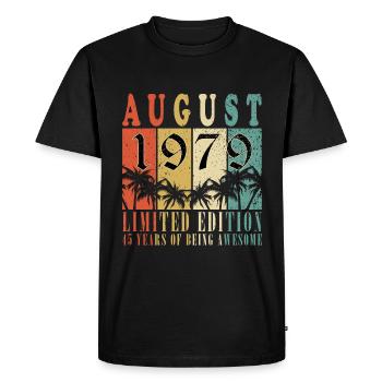 Août 1979 Anniversaire en août 1979 Millésime 1979 - T-shirt Premium bio Homme - noir - Devant - Nico (187cm)