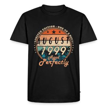 Août 1999 Cadeau d’anniversaire - né en 1999 - T-shirt Premium bio Homme - noir - Devant - Nico (187cm)