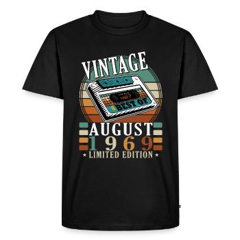 Août 1969 Août Anniversaire 1969 Août - T-shirt Premium bio Homme - noir - Devant - Nico (187cm)