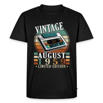 Août 1959 Août Anniversaire 1959 Août - T-shirt Premium bio Homme - noir - Devant - Nico (187cm)