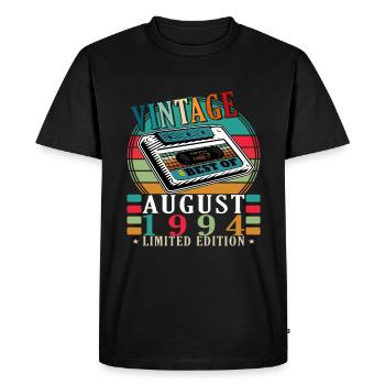 Août 1994 Anniversaire en Août 1994 Millésime 1994 - T-shirt Premium bio Homme - noir - Devant - Nico (187cm)