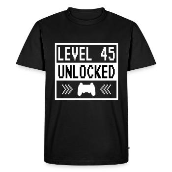 Level 45 Unlocked 45 Years Birthday Gift - Men's Premium Organic T-Shirt - black - Front - Nico (187cm)