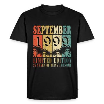 Septembre 1999 - 25e anniversaire Septembre - T-shirt Premium bio Homme - noir - Devant - Nico (187cm)
