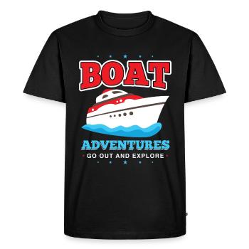 Bateau de pêche, Sortie de pêche et pêche d’aventure - T-shirt Premium bio Homme - noir - Devant - Nico (187cm)