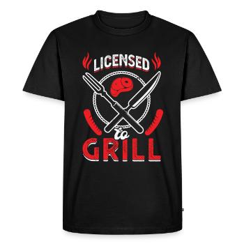 Licence pour les grillades - T-shirt Premium bio Homme - noir - Devant - Nico (187cm)