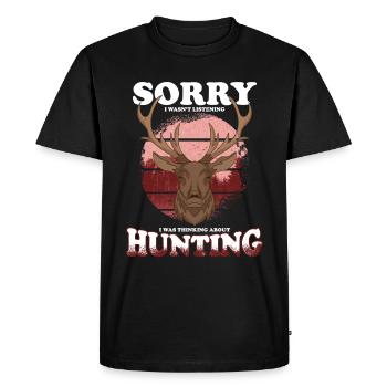 Chasseur Chasse au Cerf Dicton Chasse au Cerf Élaphe - T-shirt Premium bio Homme - noir - Devant - Nico (187cm)