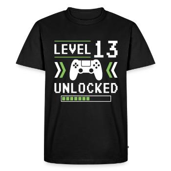 13th Birthday - 13 Years Gamer Level 13 unlocked - Men's Premium Organic T-Shirt - black - Front - Nico (187cm)