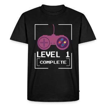 Level 1 complete 1 Birthday Game Console - Men's Premium Organic T-Shirt - black - Front - Nico (187cm)
