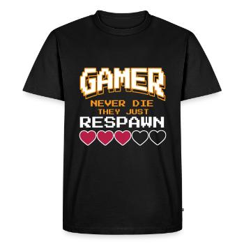 Réapparition du joueur - T-shirt Premium bio Homme - noir - Devant - Nico (187cm)