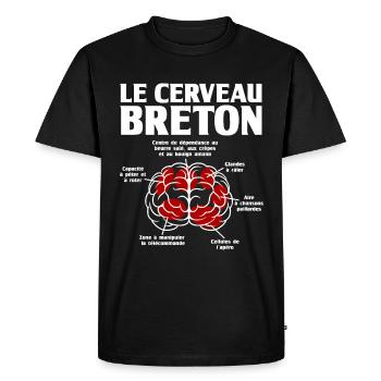 Humour Breton Cerveau Breton - T-shirt Premium bio Homme - noir - Devant - Nico (187cm)