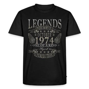 Vintage October 1974 Retro Birthday October 197 - Men's Premium Organic T-Shirt - black - Front - Nico (187cm)