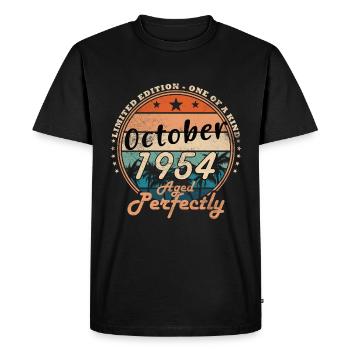 Vintage October 1954 70th Anniversary Gift - Men's Premium Organic T-Shirt - black - Front - Nico (187cm)