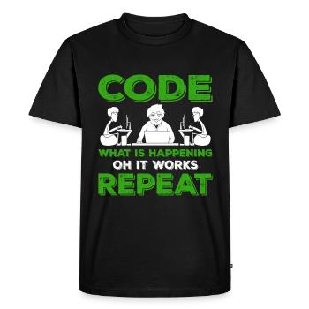 Programmeur Programmation Informatique Cadeau Routine - T-shirt Premium bio Homme - noir - Devant - Nico (187cm)