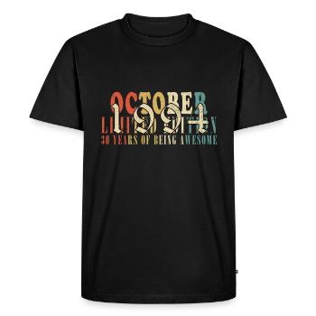 Millésime Octobre 1994 - Octobre 1994 Rétro - T-shirt Premium bio Homme - noir - Devant - Nico (187cm)