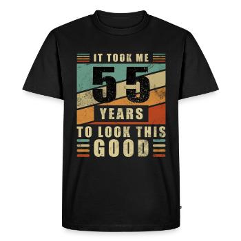 55. Geburtstag 55 Jahre 55 Jahrestag 55. Jubiläum - Männer Premium Bio T-Shirt - Schwarz - Vorne - Nico (187cm)