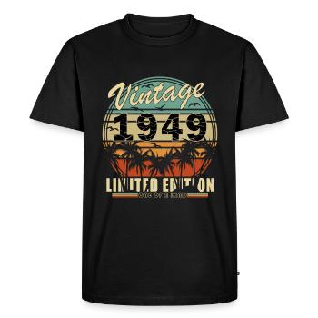 1949 Anniversary Gift Vintage 1949 Vintage 1949 - Men's Premium Organic T-Shirt - black - Front - Nico (187cm)