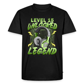 15e anniversaire Gamer - T-shirt Premium bio Homme - noir - Devant - Nico (187cm)