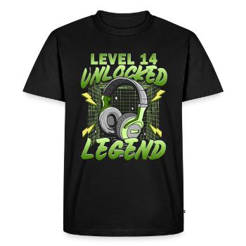 14e anniversaire Gamer 14 ans - T-shirt Premium bio Homme - noir - Devant - Nico (187cm)