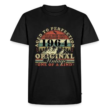 Made in 1964 Vintage Retro 60 Years - Men's Premium Organic T-Shirt - black - Front - Nico (187cm)