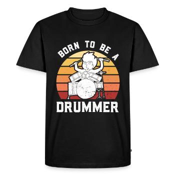 Batteur jouant de la batterie - T-shirt Premium bio Homme - noir - Devant - Nico (187cm)