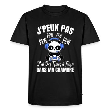 Humour Chambre Jeu Vidéo Panda - T-shirt Premium bio Homme - noir - Devant - Nico (187cm)