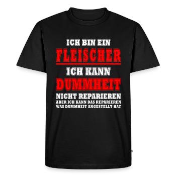 Dicton sur la viande Boucher Mangeur de viande Dicton - T-shirt Premium bio Homme - noir - Devant - Nico (187cm)