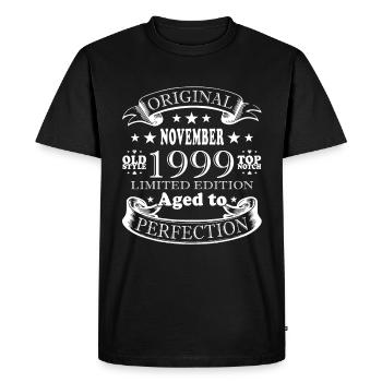 Vintage November 1999 Birthday November 1999 - Men's Premium Organic T-Shirt - black - Front - Nico (187cm)