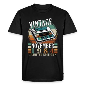 Né en novembre 1984 Anniversaire Novembre 1984 - T-shirt Premium bio Homme - noir - Devant - Nico (187cm)