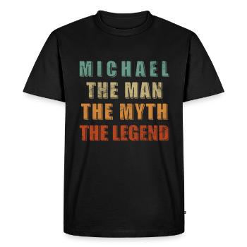 Michael, Man Myth Legend, Funny Best Name M - Men's Premium Organic T-Shirt - black - Front - Nico (187cm)