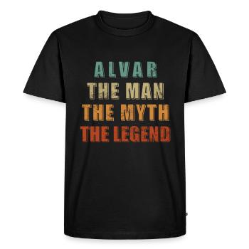 Alvar Mann Mythe Légende Prénom Nom - T-shirt Premium bio Homme - noir - Devant - Nico (187cm)
