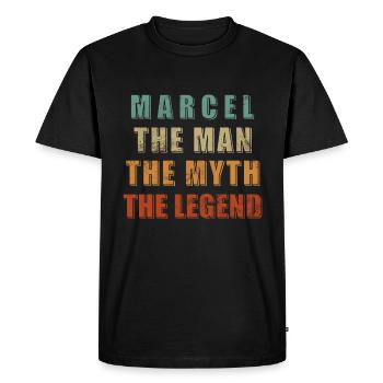 Marcel Last Name First Name Birthday Gift - Men's Premium Organic T-Shirt - black - Front - Nico (187cm)