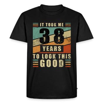 38th Birthday - Men's Premium Organic T-Shirt - black - Front - Nico (187cm)