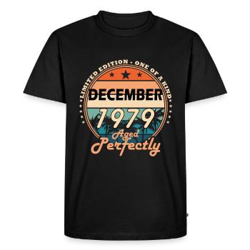 1979 Né en décembre - T-shirt Premium bio Homme - noir - Devant - Nico (187cm)