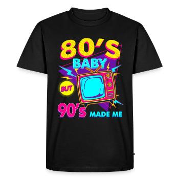 Enfant des années 80 dans les années 80 Né à plus de 30 ans - T-shirt Premium bio Homme - noir - Devant - Nico (187cm)