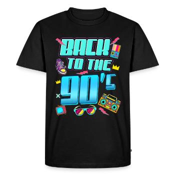 Retour aux années 90 tenue rétro des années 90 - T-shirt Premium bio Homme - noir - Devant - Nico (187cm)